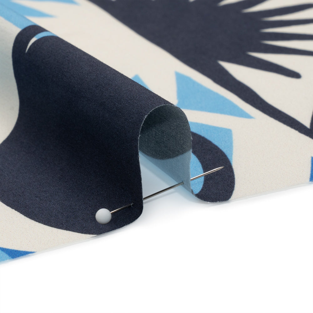 Cotton Poplin Print - Blue Geometric Suns and Circles - Mood Exclusive Twinkle Twinkle