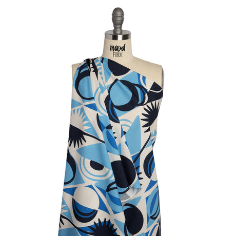 Cotton Poplin Print - Blue Geometric Suns and Circles - Mood Exclusive Twinkle Twinkle