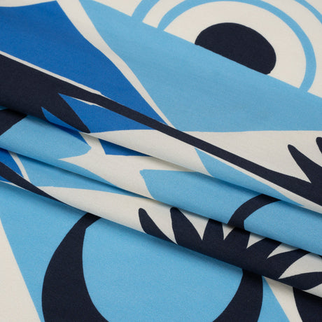 Cotton Poplin Print - Blue Geometric Suns and Circles - Mood Exclusive Twinkle Twinkle