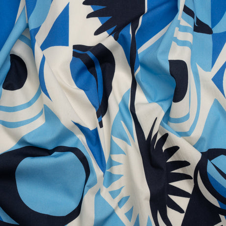 Cotton Poplin Print - Blue Geometric Suns and Circles - Mood Exclusive Twinkle Twinkle