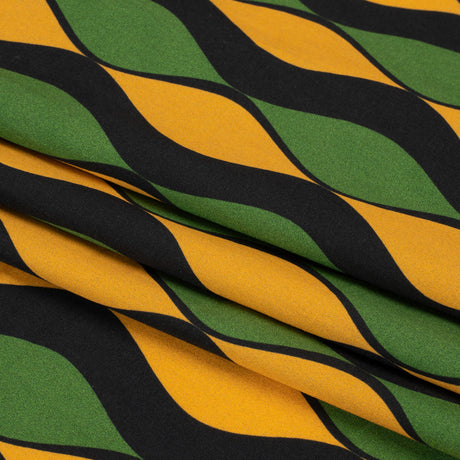 Cotton Poplin Print - Green and Gold Waves - Mood Exclusive Mayfield Falls