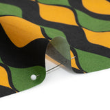 Cotton Poplin Print - Green and Gold Waves - Mood Exclusive Mayfield Falls