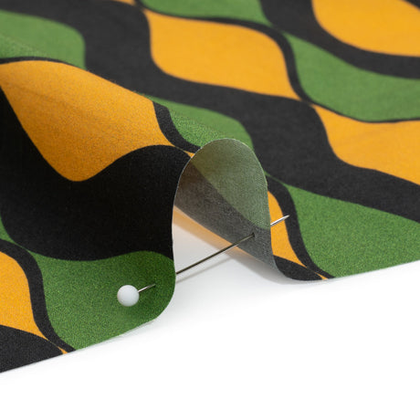 Cotton Poplin Print - Green and Gold Waves - Mood Exclusive Mayfield Falls