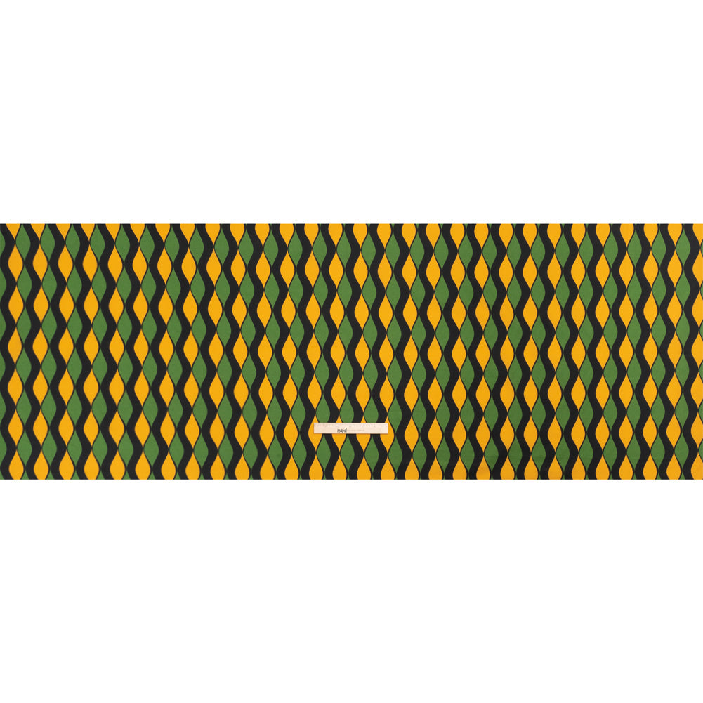 Cotton Poplin Print - Green and Gold Waves - Mood Exclusive Mayfield Falls