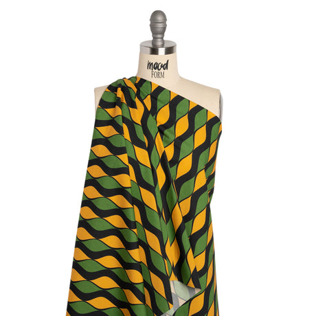Cotton Poplin Print - Green and Gold Waves - Mood Exclusive Mayfield Falls