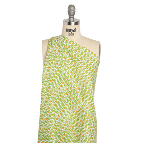 Cotton Poplin Print - Green, White and Orange Retro Florals - Mood Exclusive Build Me Up
