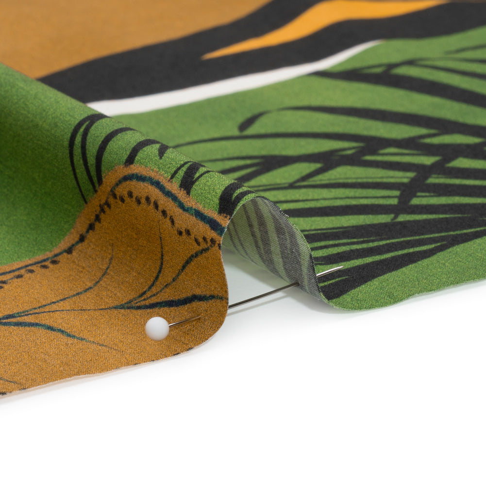 Cotton Poplin Print - Green Suns and Palm Trees - Mood Exclusive Sun Salutation