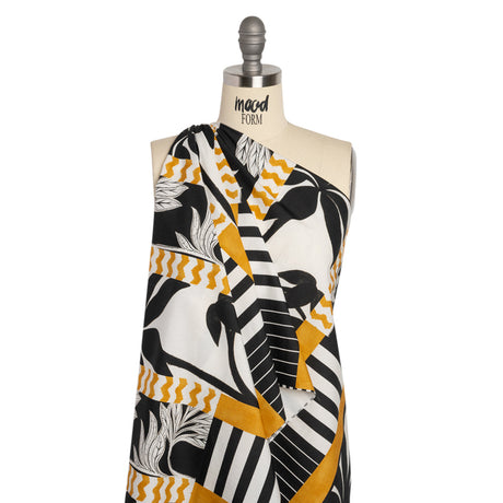 Cotton Poplin Panel - Goldenrod Palm Tree Stripes - Mood Exclusive Bahama Shutter