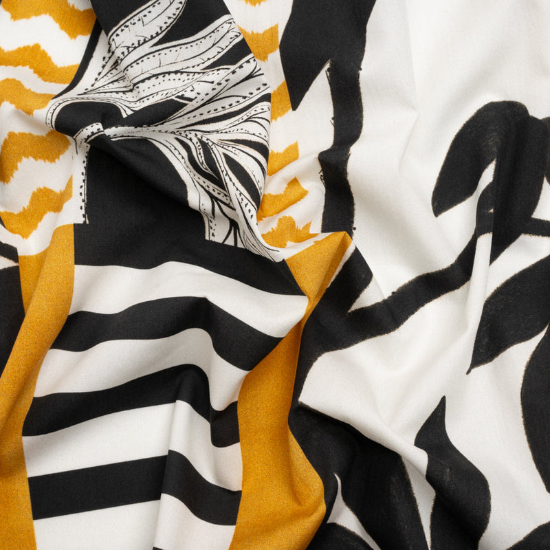 Cotton Poplin Panel - Goldenrod Palm Tree Stripes - Mood Exclusive Bahama Shutter