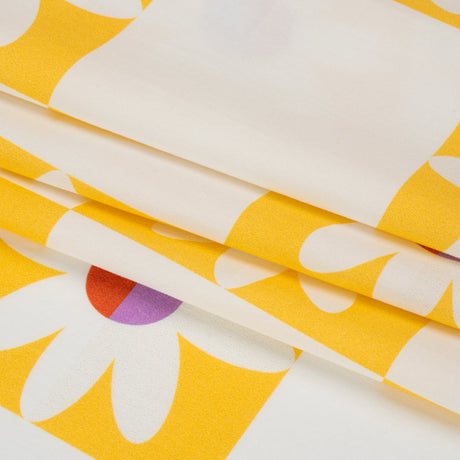 Cotton Poplin Print - Yellow Floral Checkers - Mood Exclusive Game of Growth