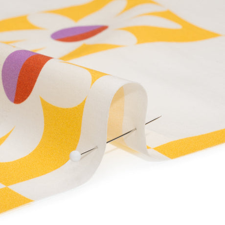 Cotton Poplin Print - Yellow Floral Checkers - Mood Exclusive Game of Growth