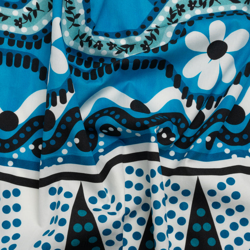 Cotton Poplin Panel - Blue Geometric and Floral - Mood Exclusive Link Up