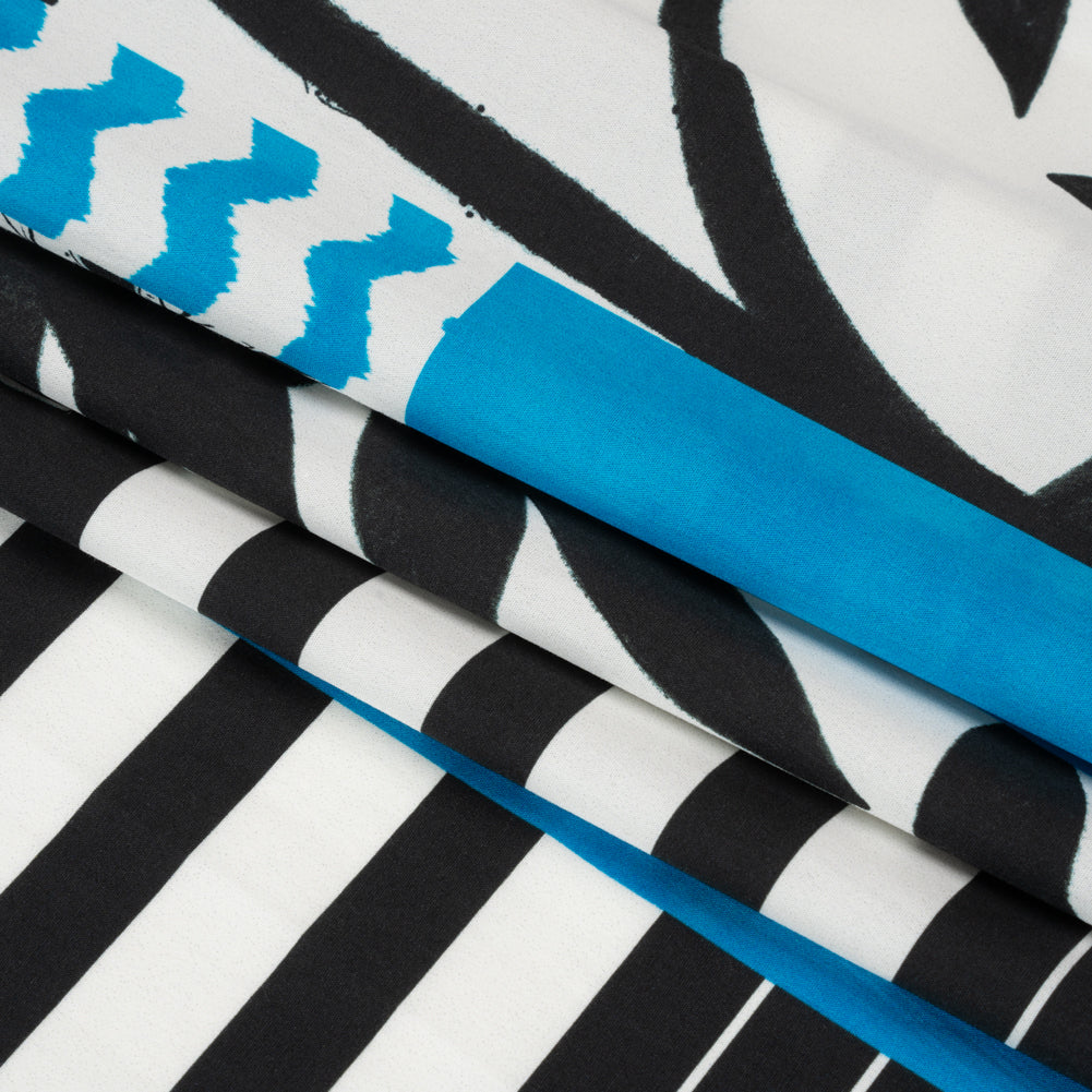 Cotton Poplin Panel - Blue Palm Tree Stripes - Mood Exclusive Bahama Shutter