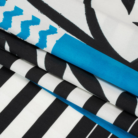 Cotton Poplin Panel - Blue Palm Tree Stripes - Mood Exclusive Bahama Shutter