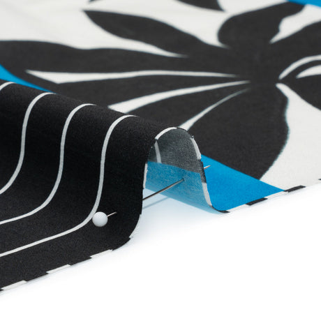 Cotton Poplin Panel - Blue Palm Tree Stripes - Mood Exclusive Bahama Shutter