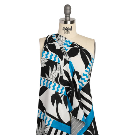 Cotton Poplin Panel - Blue Palm Tree Stripes - Mood Exclusive Bahama Shutter