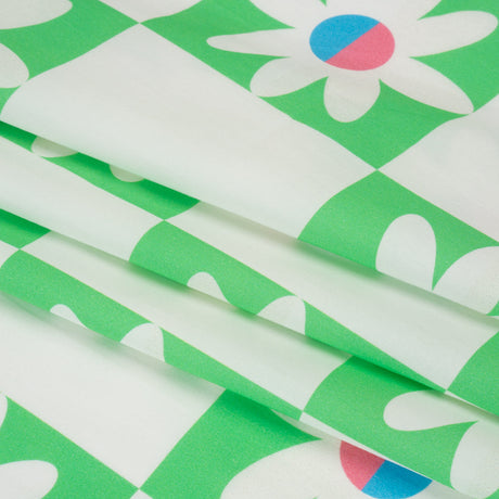 Cotton Poplin Print - Green Floral Checkers - Mood Exclusive Game of Growth