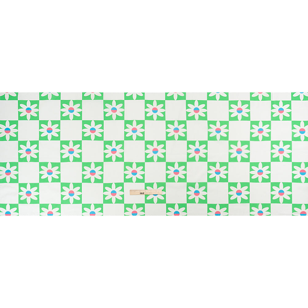 Cotton Poplin Print - Green Floral Checkers - Mood Exclusive Game of Growth