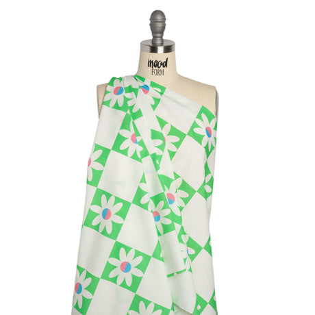 Cotton Poplin Print - Green Floral Checkers - Mood Exclusive Game of Growth