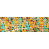 Sustainable Viscose Crepe Print - Aqua Blue and Yellow Floral Tile Stripes - Mood Exclusive El Paraiso