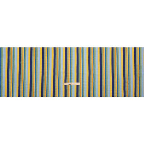 Sustainable Viscose Crepe Print - Blue, Orange and Yellow Stripes - Mood Exclusive Between the Lines