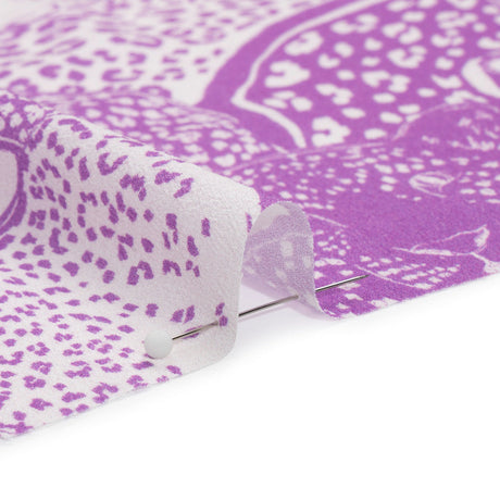 Sustainable Viscose Crepe Print - Purple and White Spotted Cats - Mood Exclusive Jamming Jaguars
