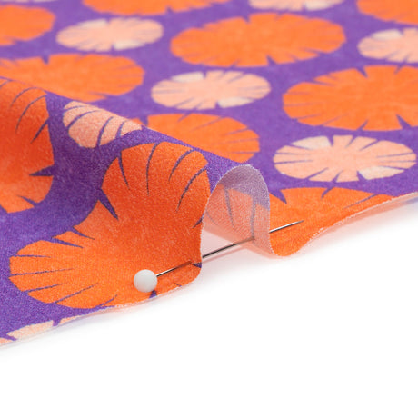 Sustainable Viscose Crepe Print - Purple, Red and Coral Floral Polka Dots - Mood Exclusive Sunshine Grounds