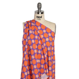 Sustainable Viscose Crepe Print - Purple, Red and Coral Floral Polka Dots - Mood Exclusive Sunshine Grounds