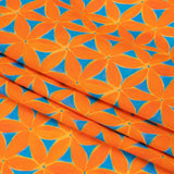 Sustainable Viscose Crepe Print - Orange and Teal Flower Lattice - Mood Exclusive Lovely Lillies
