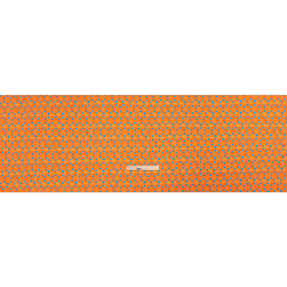 Sustainable Viscose Crepe Print - Orange and Teal Flower Lattice - Mood Exclusive Lovely Lillies