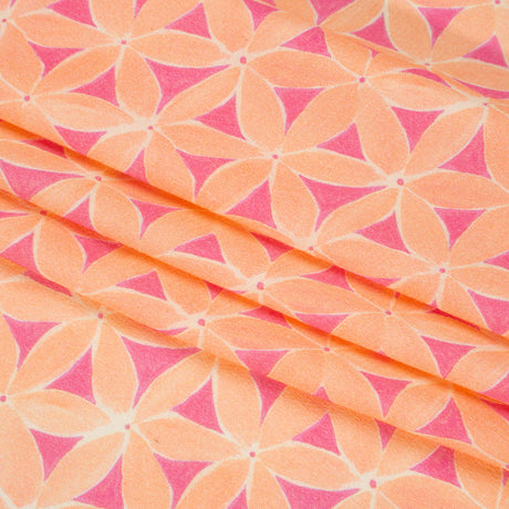Sustainable Viscose Crepe Print - Peach and Pink Flower Lattice - Mood Exclusive Lovely Lillies