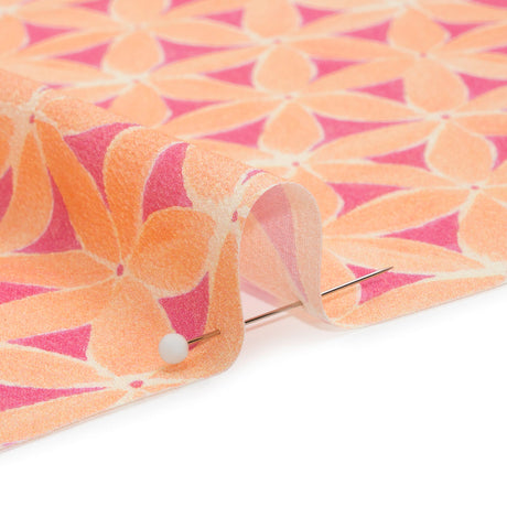 Sustainable Viscose Crepe Print - Peach and Pink Flower Lattice - Mood Exclusive Lovely Lillies
