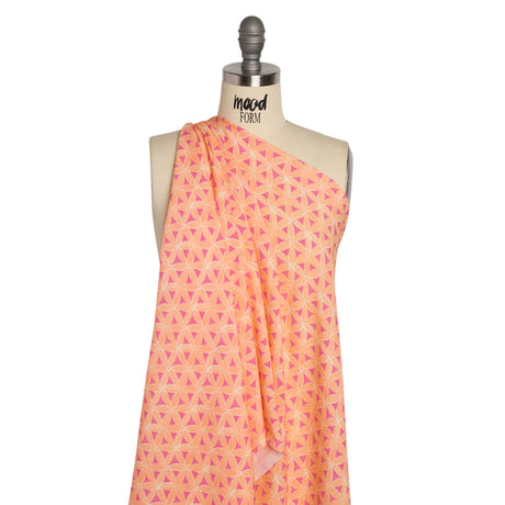 Sustainable Viscose Crepe Print - Peach and Pink Flower Lattice - Mood Exclusive Lovely Lillies