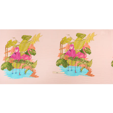 Sustainable Viscose Woven Print - Peach Flamingos and Leaves - Mood Exclusive Forever Everglades