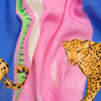 Sustainable Viscose Woven Panel - Pink and Blue Jaguar in Square - Mood Exclusive Jaguar Gaze