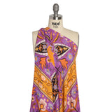 Mood Exclusive Purple Floral Facade Metallic Dotted Crinkled Viscose Crepe Panel