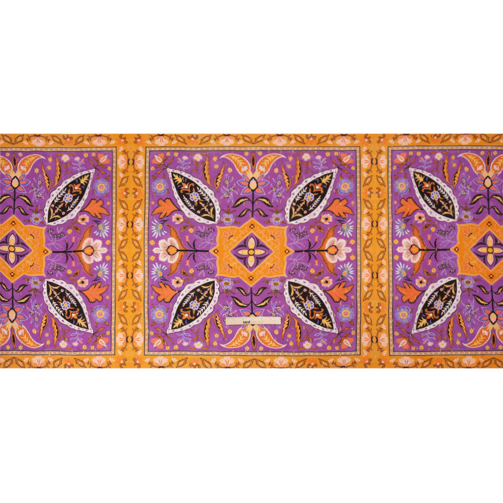 Mood Exclusive Purple Floral Facade Metallic Dotted Crinkled Viscose Crepe Panel