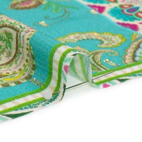 Mood Exclusive Green Buffet in Bloom Metallic Dotted Crinkled Viscose Crepe