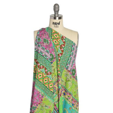 Mood Exclusive Green Buffet in Bloom Metallic Dotted Crinkled Viscose Crepe