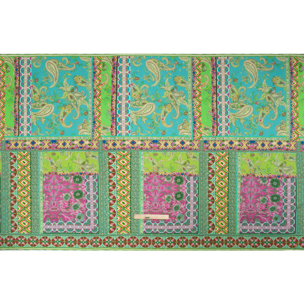 Mood Exclusive Green Buffet in Bloom Metallic Dotted Crinkled Viscose Crepe
