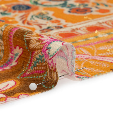 Mood Exclusive Queen of Tangerine Metallic Dotted Crinkled Viscose Crepe