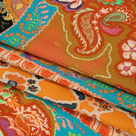 Mood Exclusive Queen of Tangerine Metallic Dotted Crinkled Viscose Crepe