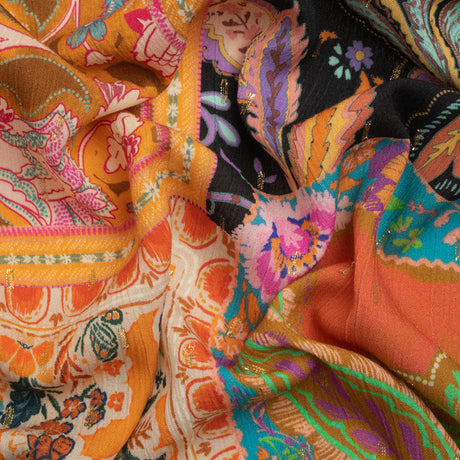 Mood Exclusive Queen of Tangerine Metallic Dotted Crinkled Viscose Crepe