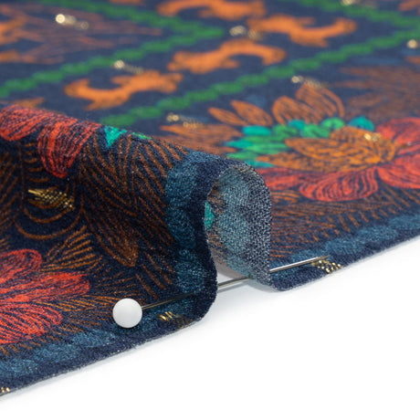 Mood Exclusive Blue Let us Lotus Metallic Dotted Crinkled Viscose Crepe Panel