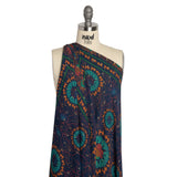 Mood Exclusive Blue Let us Lotus Metallic Dotted Crinkled Viscose Crepe Panel