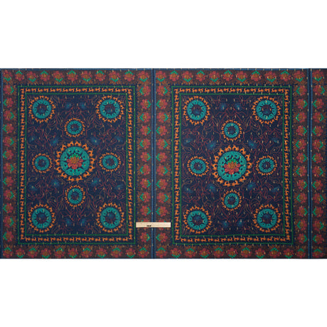 Mood Exclusive Blue Let us Lotus Metallic Dotted Crinkled Viscose Crepe Panel