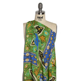 Mood Exclusive Green Floral Facade Metallic Dotted Crinkled Viscose Crepe Panel