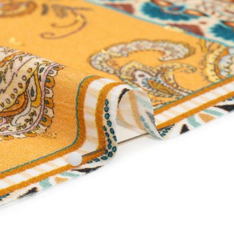 Mood Exclusive Mustard Buffet in Bloom Metallic Dotted Crinkled Viscose Crepe