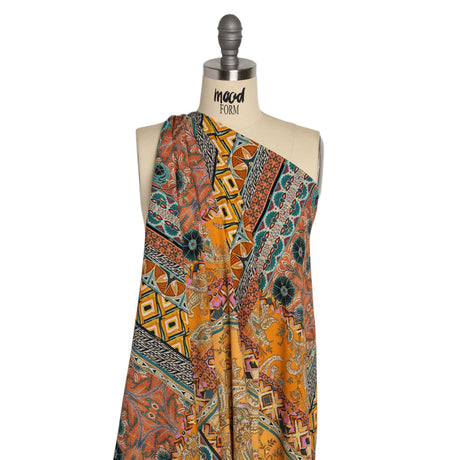 Mood Exclusive Mustard Buffet in Bloom Metallic Dotted Crinkled Viscose Crepe