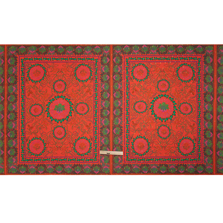 Mood Exclusive Red Let us Lotus Metallic Dotted Crinkled Viscose Crepe Panel